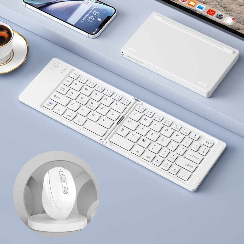 KIT Teclado e rato Sem Fio Bluetooth Universal Dobrável Portátil -K028C