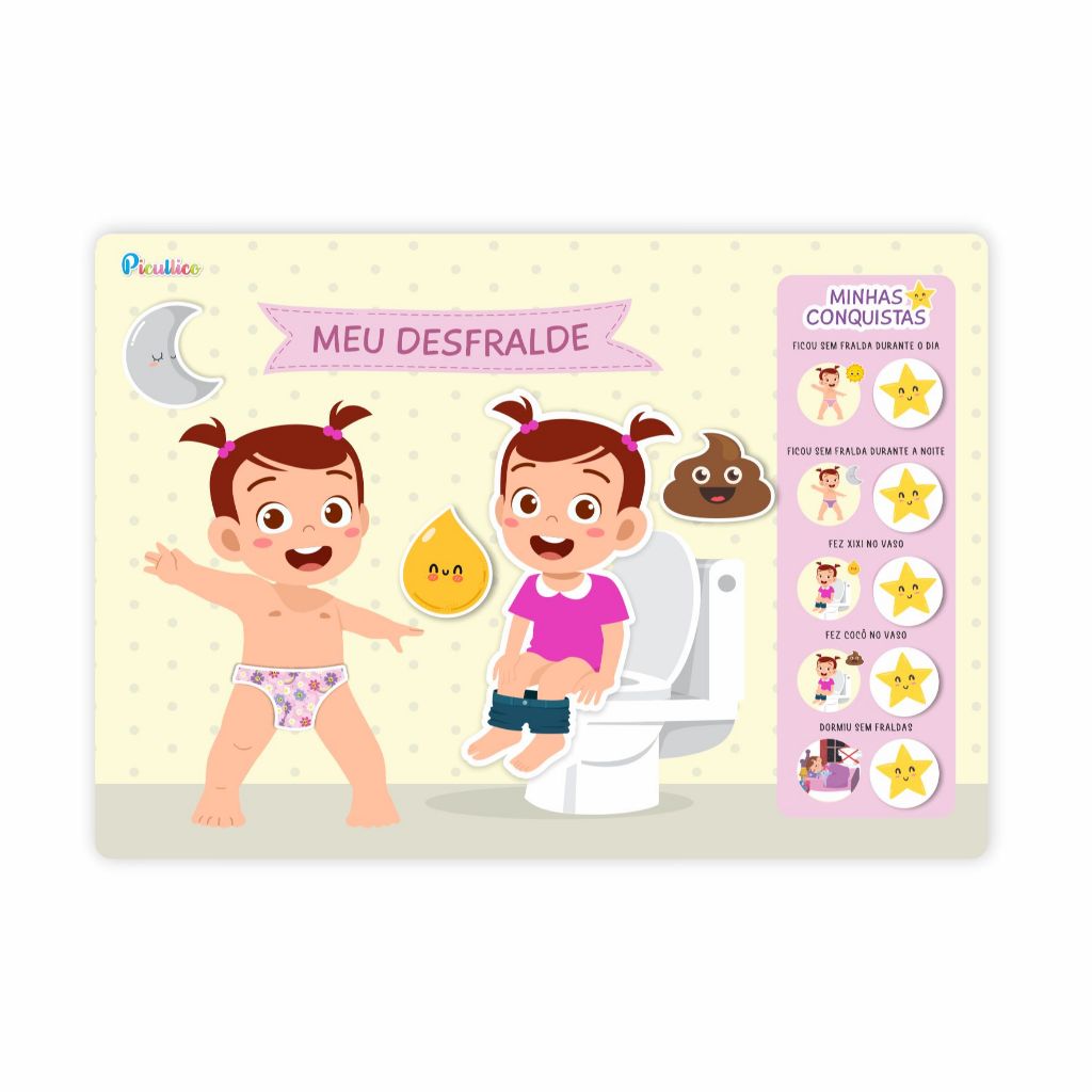 Quadro Interativo Desfralde Infantil Incentivo ao Desfralde Para fixação na Parede