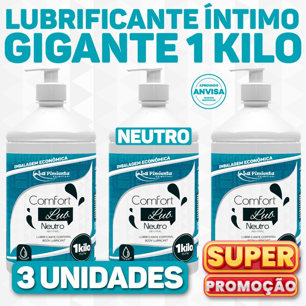 KIT SUPER LUBRIFICANTE ÍNTIMO DE 1 KG NEUTRO 3 UNIDADES DE PURA LUBRIFICAÇÃO SUPER PROMOÇÃO