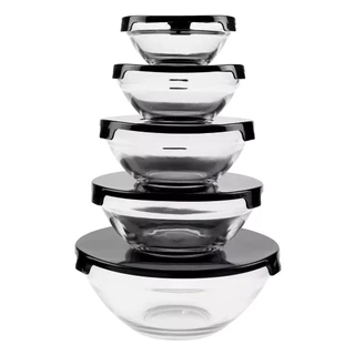 Jogo de 5 potes de vidro tampa plastico Bowls Hermetico cor transparente