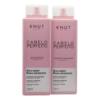 Kit Knut Cabelo Perfeito Tratamento Rosa Mosqueta Shampoo 750ml Condicionador Leave-In 550ml em Oferta na Shopee