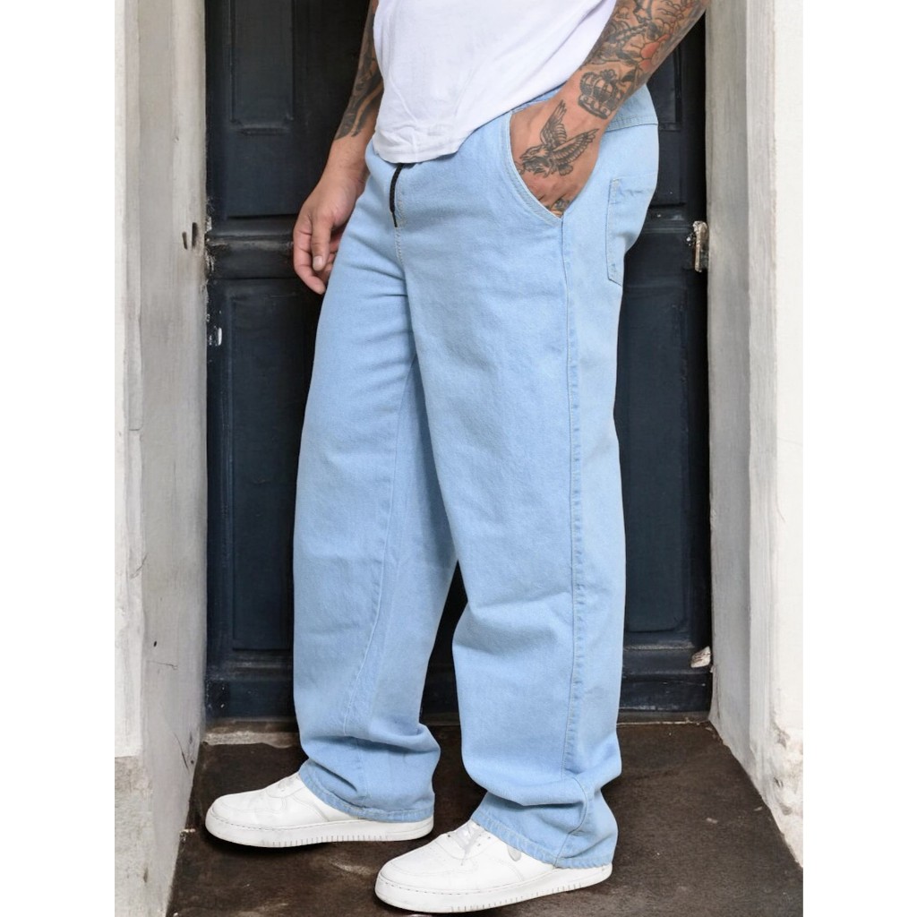 Boca Larga Calca Jeans Tradicional Masculina Calça Jeans Balão