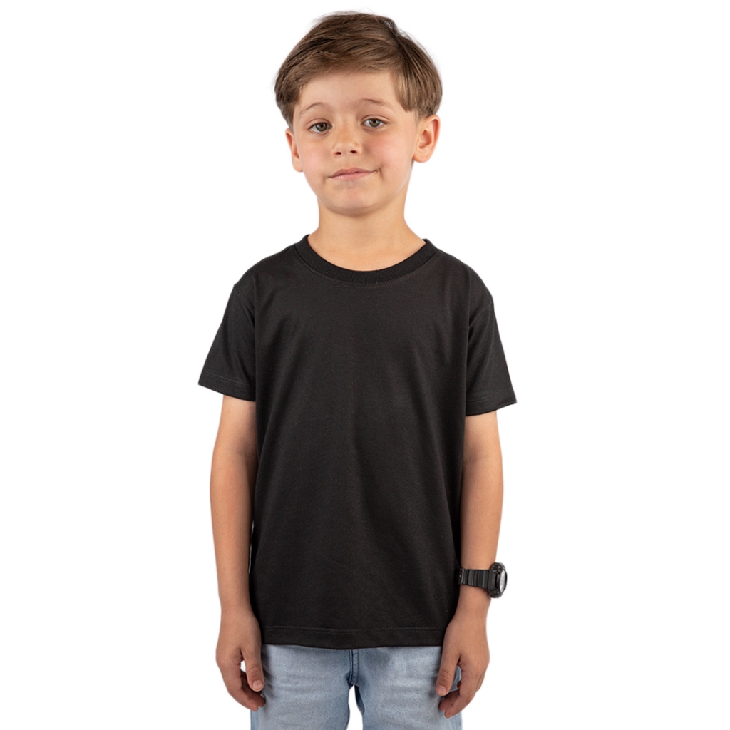 Camiseta Basica Lisa Infantil Preta Algodão Fio 30.1 Penteado para ...
