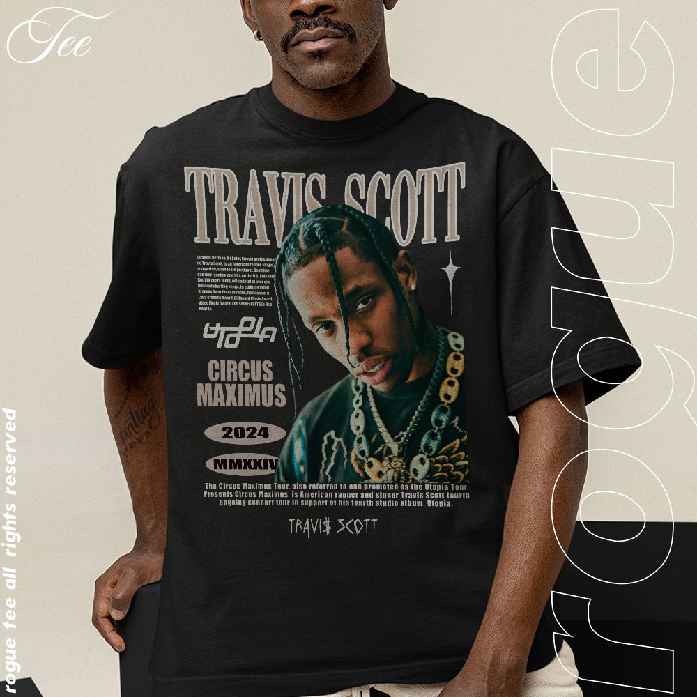 トップス Travis Scott concert t-shirt Camiseta Basica e OVERSIZED Travis Scott Utopia Circus Maximus