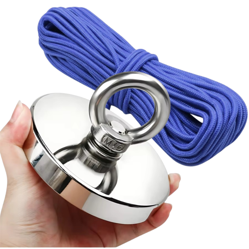Ant Mag Pesca Magnetica D75 440 Kg Magnete Al Neodimio Double Face Con Viti Ad Anello Con Gancio Per La Ricerca Di Magneti, Magnete Di Salvataggio Per Trovare Tesori In Fiumi O - Foto 3