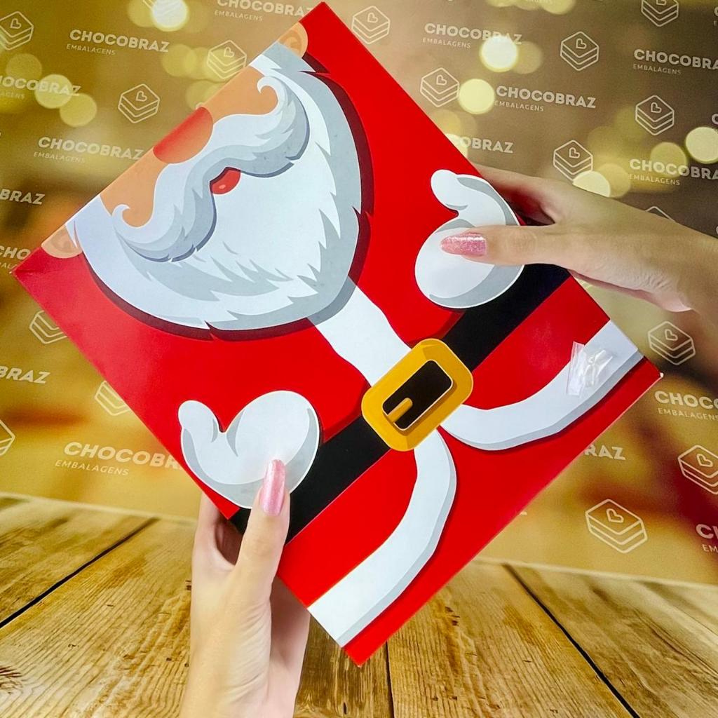03 CAIXAS PRESENTE RETANGULAR PAPAI NOEL NATAL 8,5X20X25 - FESTCOLOR