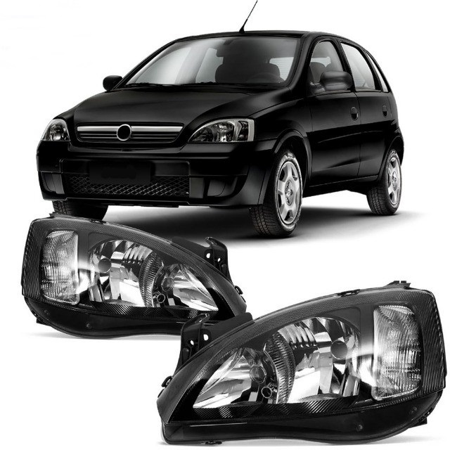 Farol Corsa Maxx Montana 2002 até 2012 Mascara Negra Foco duplo ...