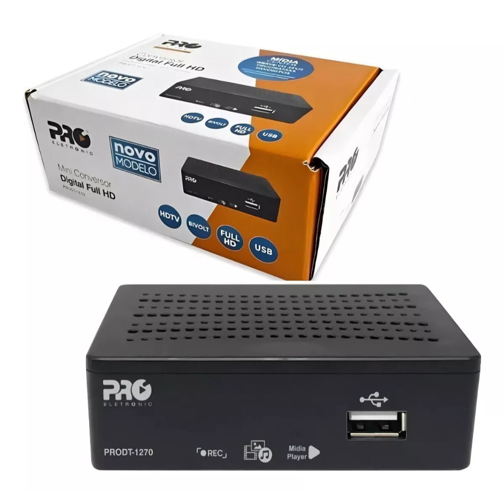Conversor Digital TV Full Hd Prodt- 1250 / 1270 Pro Eletronic Cor Preto