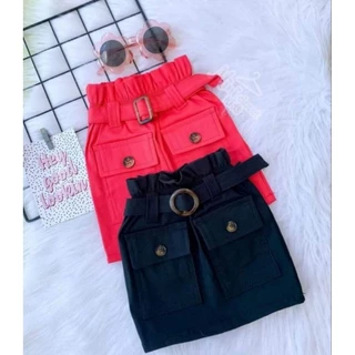 Saia Infantil Menina Blogueirinha Com Cinto Fivela 3 Cores Do 04 ao 10