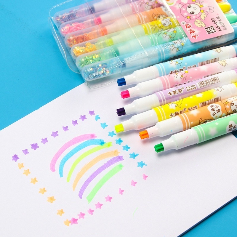 Marca Texto Ponta Estrela Kit 6 Canetas Marca Texto Ponta Estrela