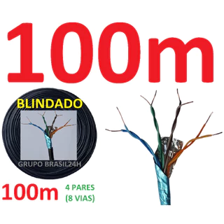 Cabo Rede Cat5e 100m PRETO Blindado Ftp