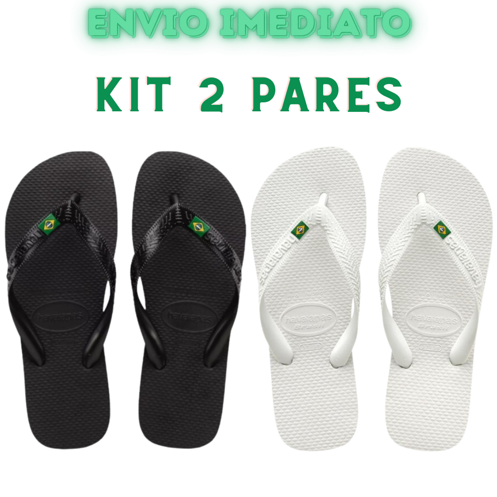 Kit Dois Pares Chinelo Masculino Havaiana Da Bandeirinha Original Sandalia De Dedo Unissex Verão