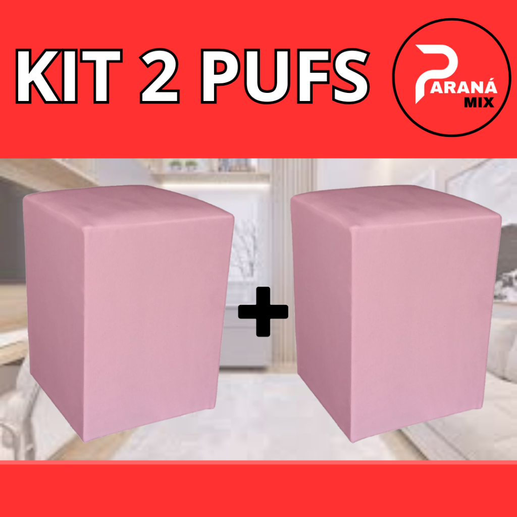 kit 2 puff banqueta quadrado macio decorativo fofo | Shopee Brasil
