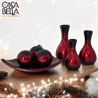 Vaso Kit Cerâmica Decoração Enfeite Presente Casa Aparador Luxo