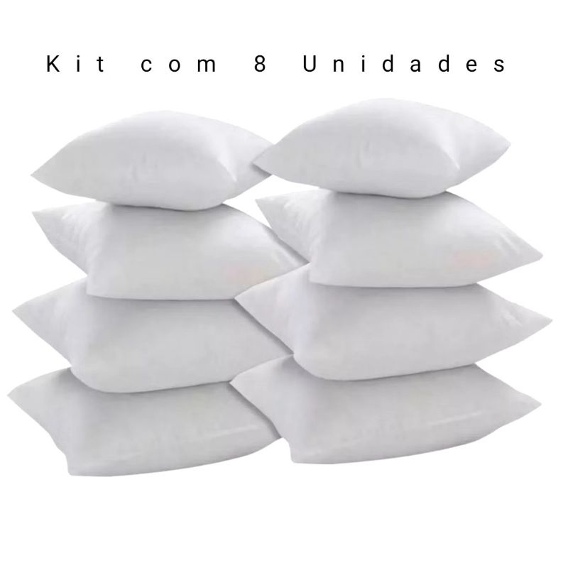 Kit Com 8 Enchimentos De Almofada 45x45 Refil Fibra Têxtil Produto Cheio