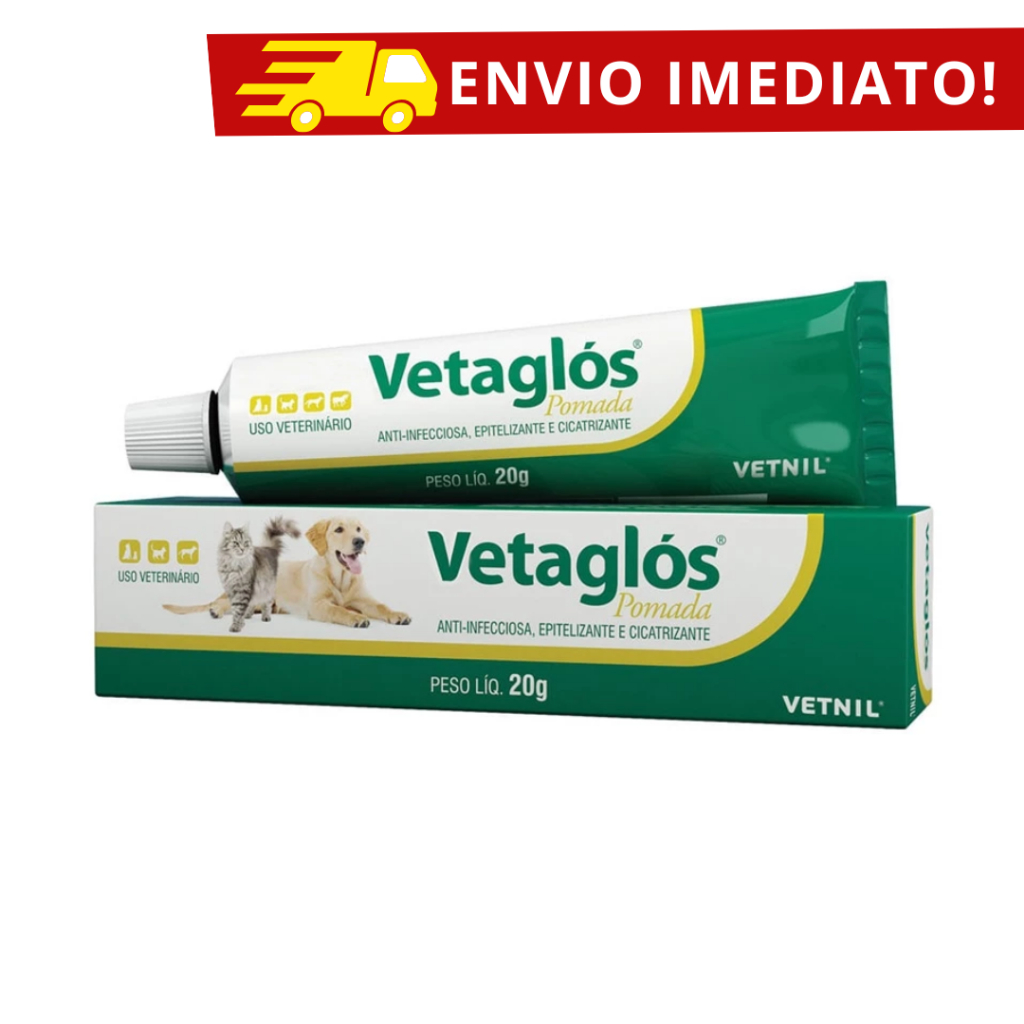 Vetaglos Pomada Cicatrizante para Cães e Gatos Vetnil 20g