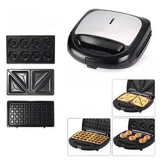 3 Em 1 Sanduicheira Sanduíches Waffles Donuts Antiaderente Elétrica-envio imediato
