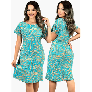 Vestido Feminino Plus Size Moda Feminina e Elegante, Malha Fria Vestido Gode
