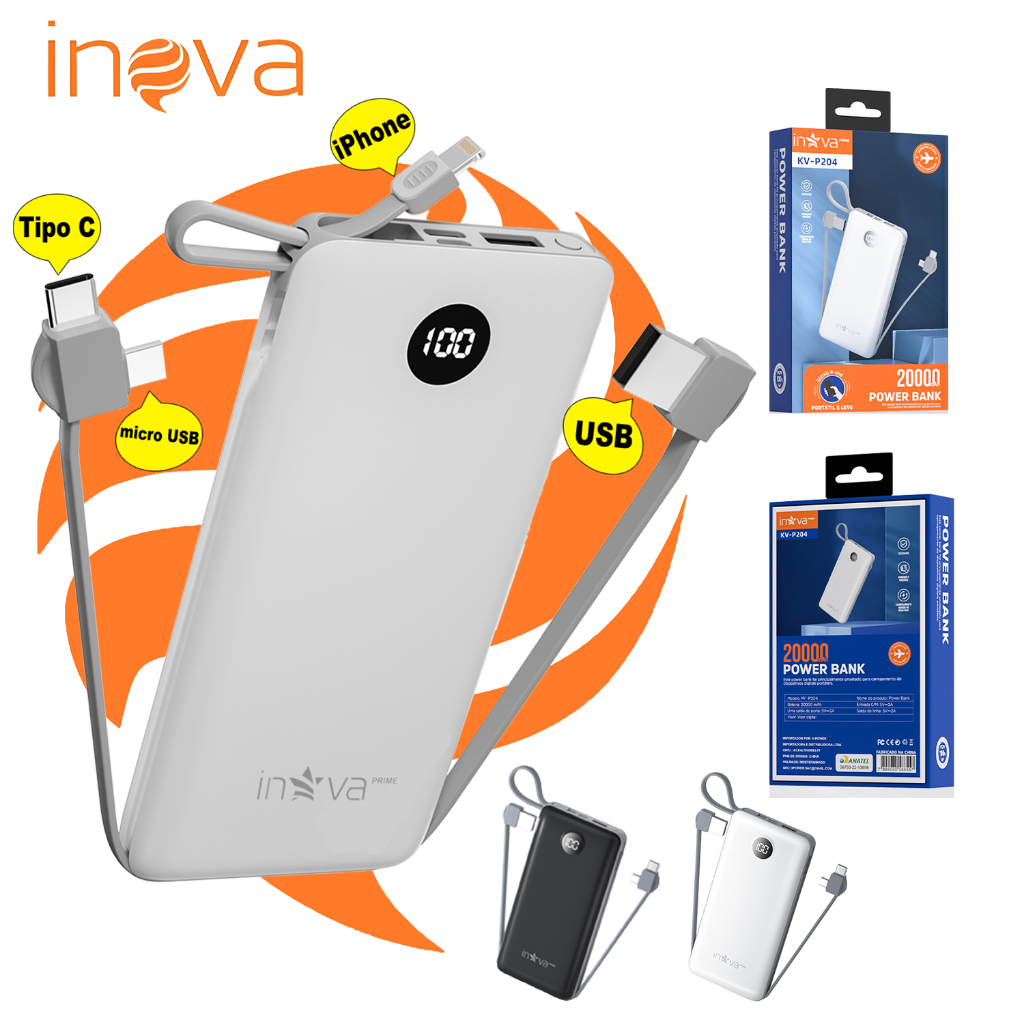 Inova Carregador Portátil 20000mah Power Bank carregador de pilha ...