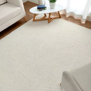 Tapete Sala Antiderrapante Grande 2,00 x 3,00 Xadrez Quadriculado Artesanal Natural 100% Algodão