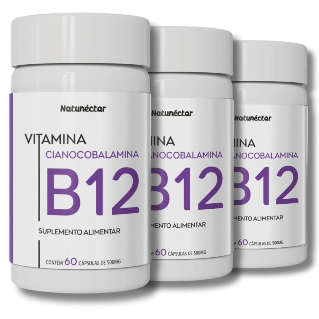 Kit Combo 3X Vitamina B12 Cianocobalamina Natunéctar 180 cápsulas ...