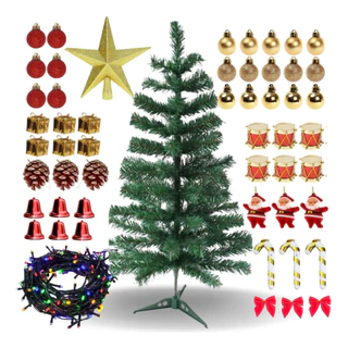 Árvore De Natal 120cm Decorada 83 Enfeites Pisca 120 Galhos Decoração Completa