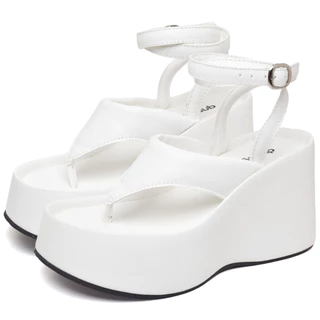 Plataforma Feminina Tamanco Detalhes Tiras Branco Original Dubuy IZA 2104DB
