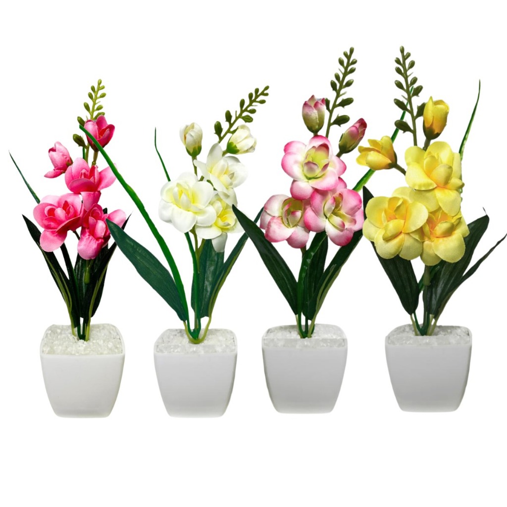 Arranjo De Flores Orquídeas Artificiais Kit 4 Decoração