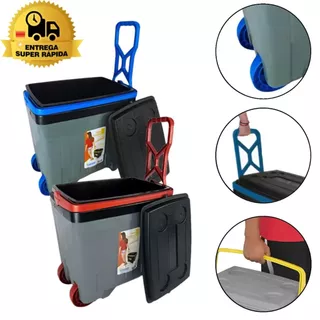 Cooler Caixa Térmica 34 Litros 46 Latas Com Rodinha 2 Alças Praia Churrasco Camping Pesca Antares