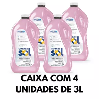 Caixa Lava Roupas Sabão Líquido Hipoalergênico ( 4 Unidades de 3 Litros ) - Girando Sol