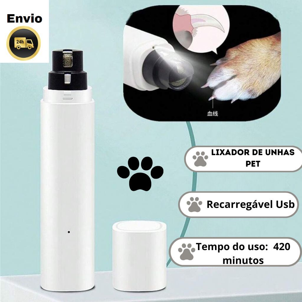 Lixa de Unha Elétricapara para animais de estimação, Aparador de unhas profissional elétrico e recarregável.
