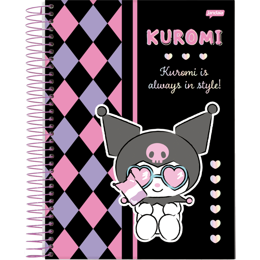 Caderno 1 Matéria Kuromi 80 Folhas 56g Pauta Inteligente Tamanho