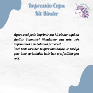 KIT BINDER SOMENTE IMPRESSÃO - LEIA A DESCRIÇÃO -