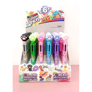 Kit 6 peças caneta esferográfica multicolorido 6 em 1 pato de gato
