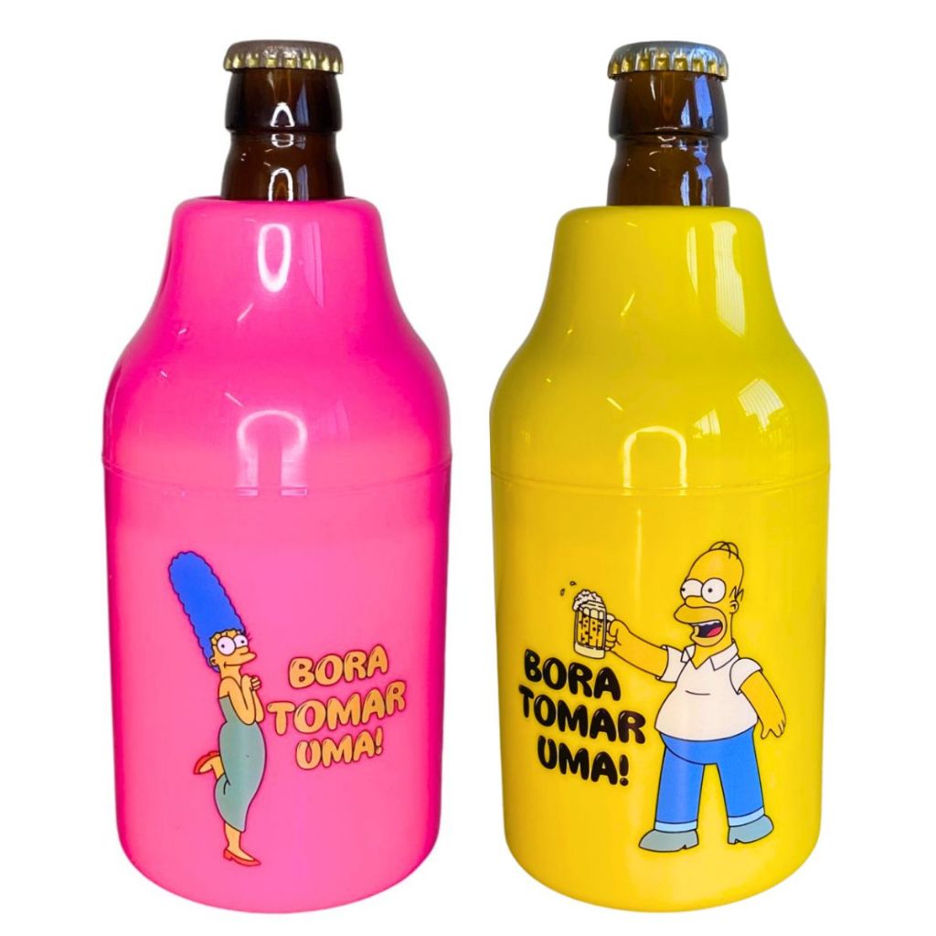 Kit Casal 2 Suporte De Cerveja Litrinho Long Neck 350ml Simpsons