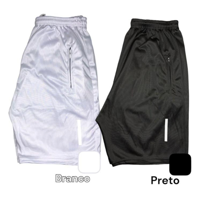 Kit 2 Shorts Bermuda Dry Fit Esportiva Treino Com Ziper no Bolso - Simbolo Refletivo