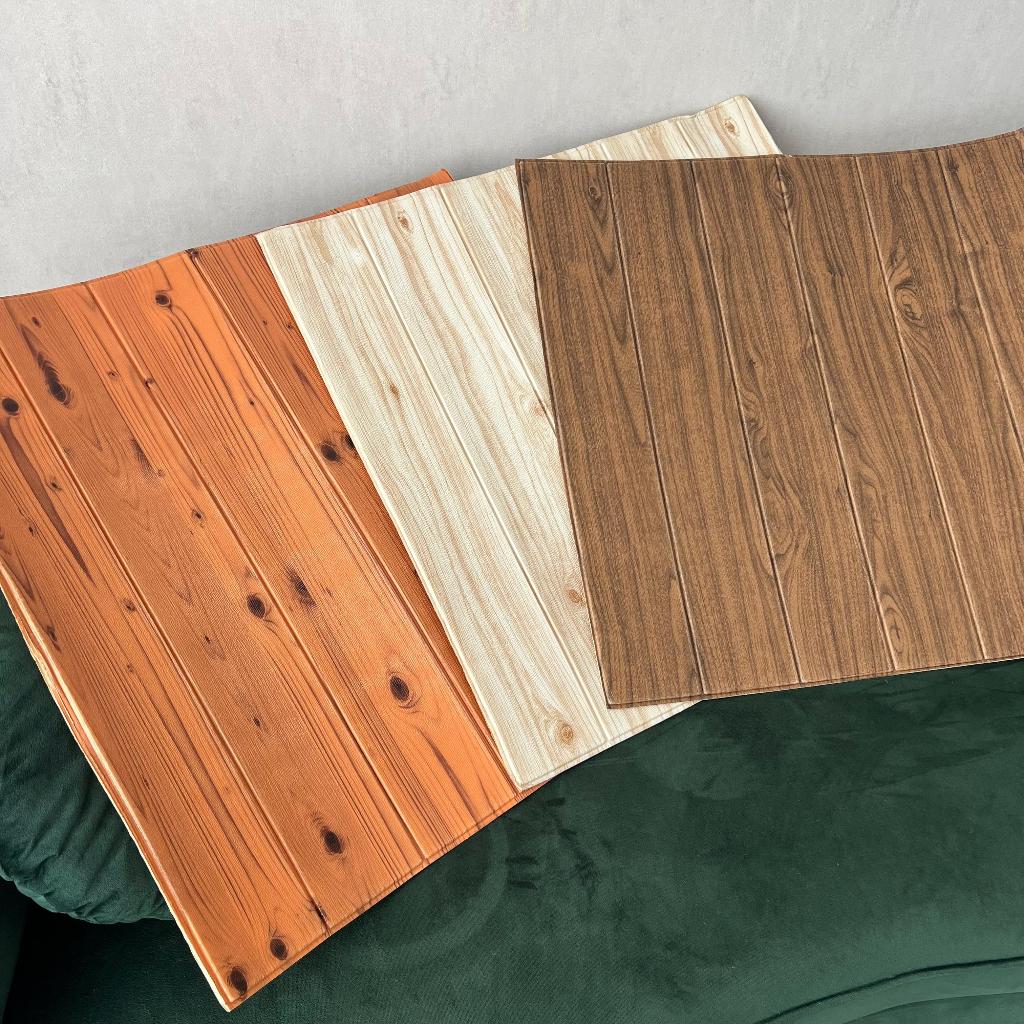 Kit Placas 70x70 cm Madeira Marrom Espessura 4mm Papel Parede Espuma Auto Adesivo Impermeável