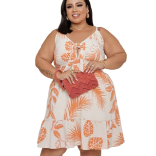 Vestido feminino plus size duna de alça 50 com bojo