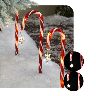 5 Bengalas de Led com Pingente Decoração de Jardim Natal Pisca Espeto para Area Externa