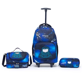 Kit Mochila Escolar Infantil de Rodinhas Estojo Impermeável