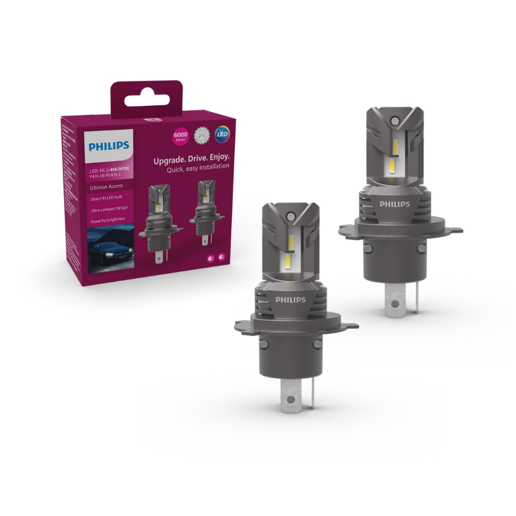 Par Lâmpada Led Philips Ultinon Access U2500 H4 H19 6000k 12V/24V