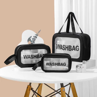 Kit 3 Tamanhos Bolsa Necessarie Transparente WashBag Organizadora Impermeável em Oferta na Shopee