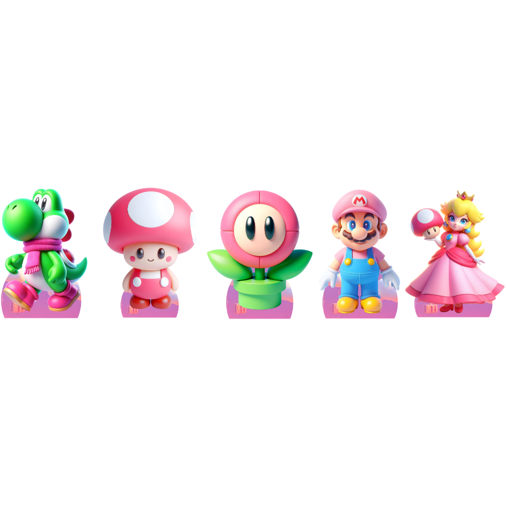 KIT DISPLAYS +PAINEL PRINCESA PEACH MARIO BROS - FESTA E DECORAÇÃO