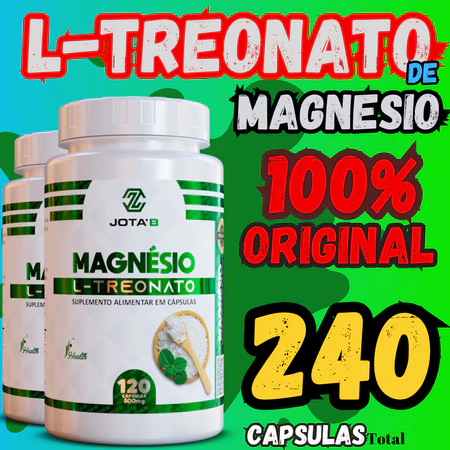 Magnésio L Treonato Cápsulas 500mg Auxilia na Saúde Cerebral e Cognitiva Auxilia na Memória e Concentração