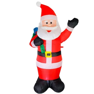 Papai Noel Inflável Bivolt 1,30m Vermelho Natal Iluminado Casa Decoração Natalina Enfeite Jardim Quintal Festas Eventos