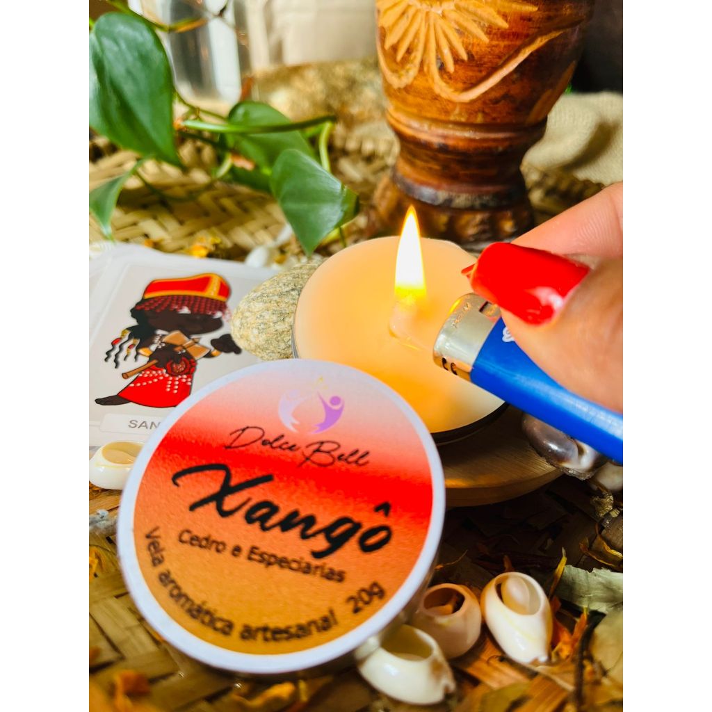 Vela aromática orixás na latinha, Xangô 20G (Aroma Cedro e Especiarias ...