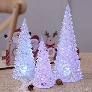 Mini Árvore de Natal de Led Acrílico de Mesa Enfeite Decoração 22cm 17cm 27cm