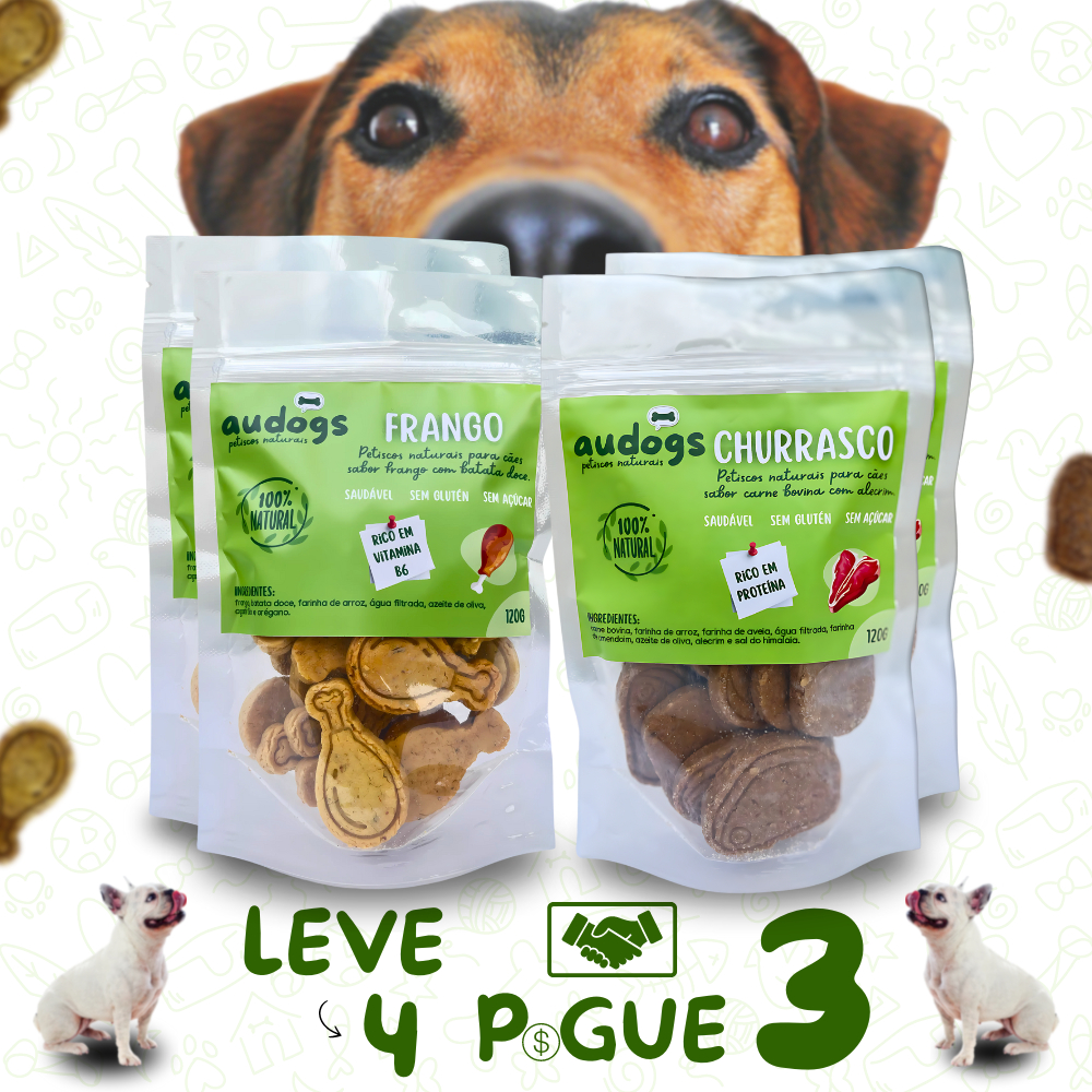 Petisco Cachorro - Kit Proteico Com 4 Pacotes de Petiscos Naturais Para ...