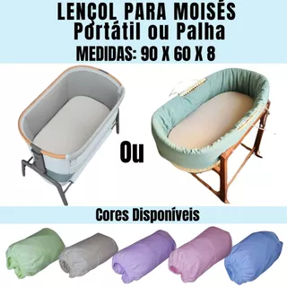 Lençol  Berço Moisés 200 Fios C Elástico 90x60x8cm em Oferta na Shopee