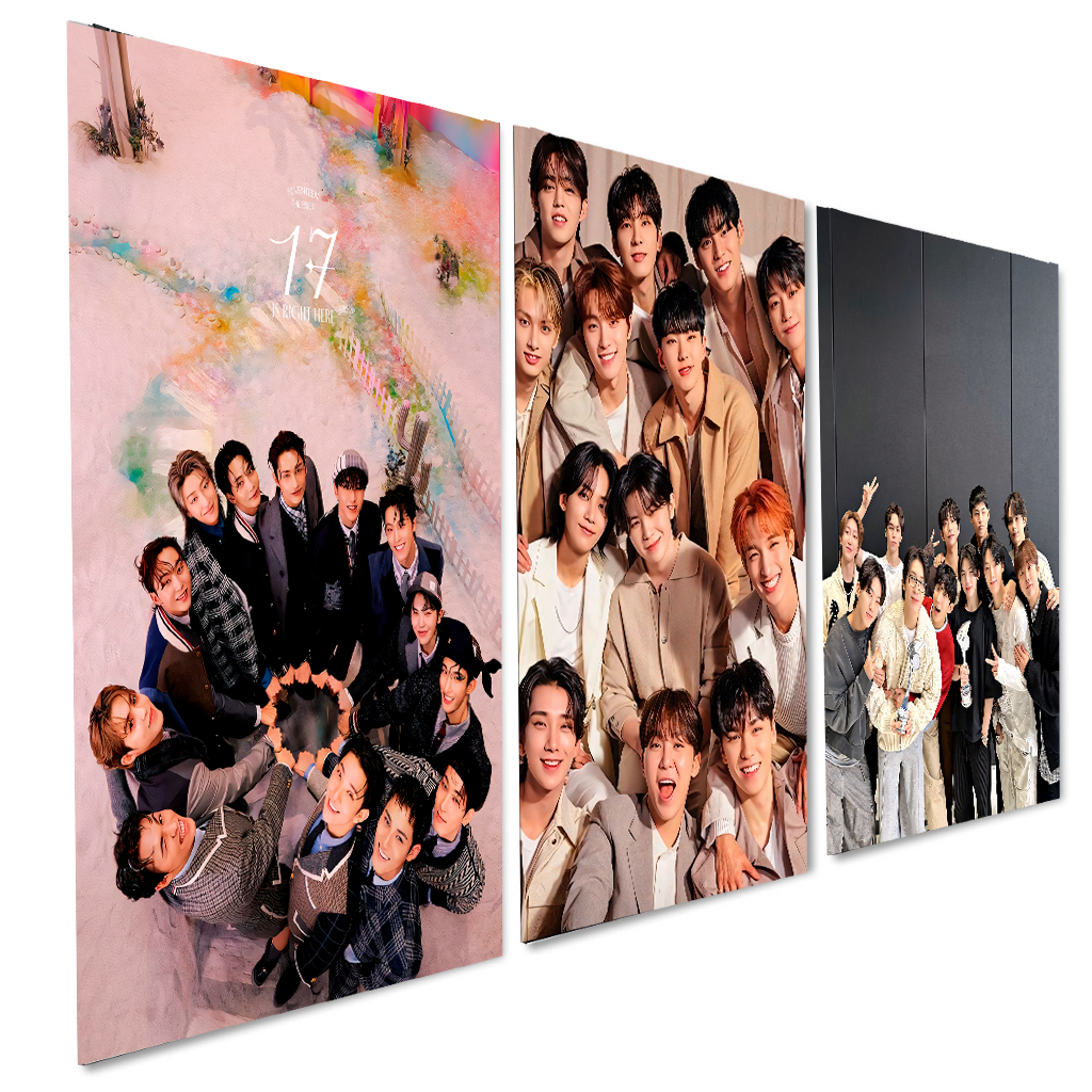 Kit 3 Quadros Decorativos Seventeen S.Coups Jeonghan Joshua 20x28